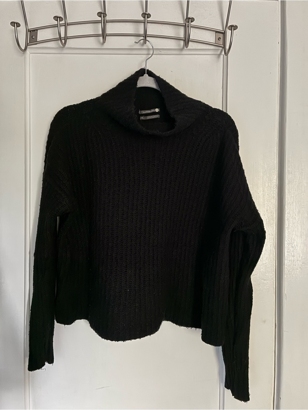Anthropologie Black Ribbed Turtleneck Sweater